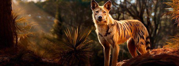 写真 絶滅したタスマニアのタイガー・ティラシンの自然生息地のパノラマ画像