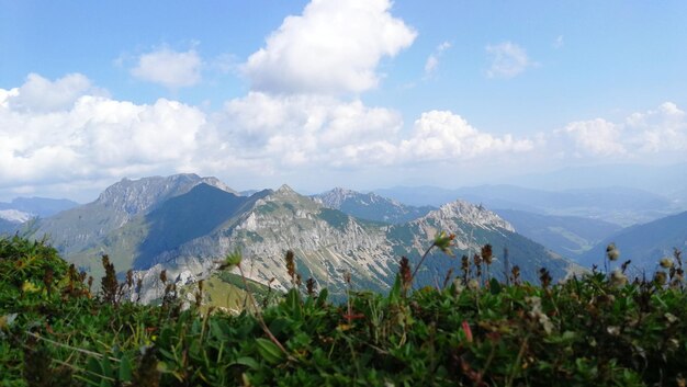 写真 天空を背景にした風景のパノラマ景色