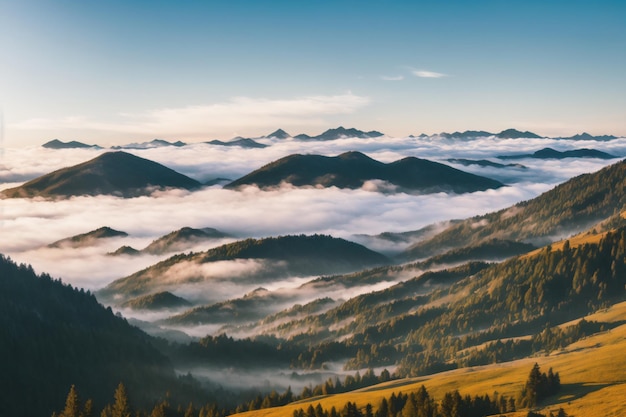 사진 산과 구름의 전경