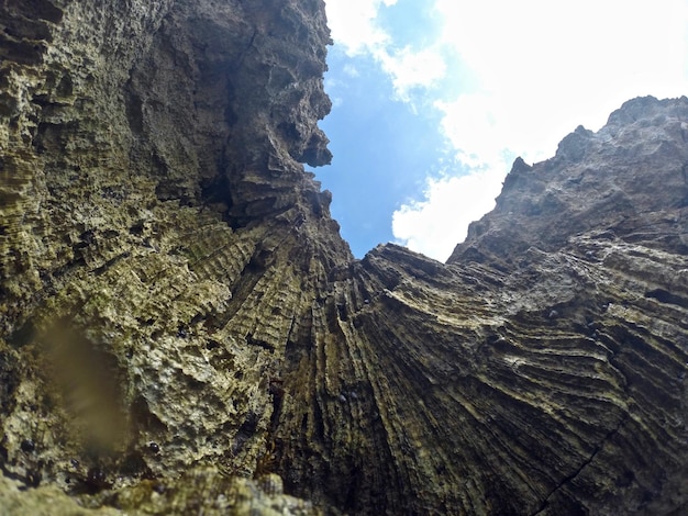 写真 空の背景にある岩のパノラマ景色