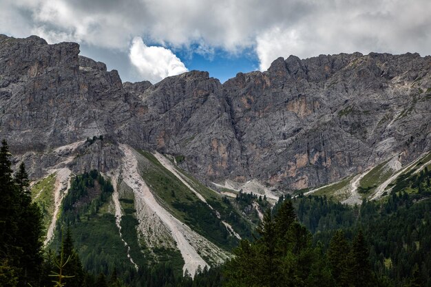 写真 空の背景にある岩石の山のパノラマ景色