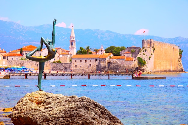 Panoramic view of Old town of Budva, Montenegro