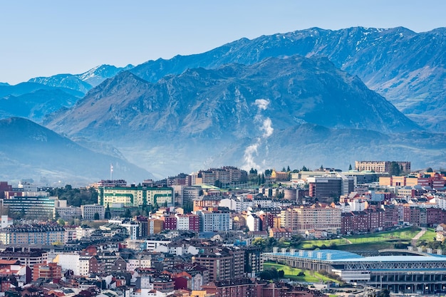 Panoramic view of Oviedo city from the Monte Naranco Asturias Spain