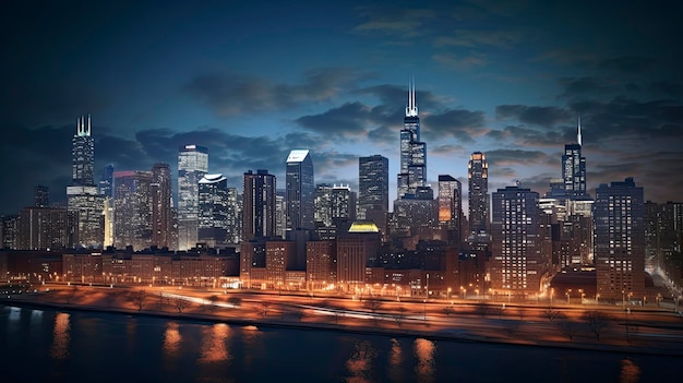панорамный вид на панорамный вид на горизонт Чикаго
