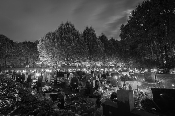 Photo panoramic view of people at night