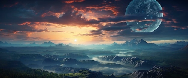 Panoramic View Planet Earth Copy Space Background Banner HD