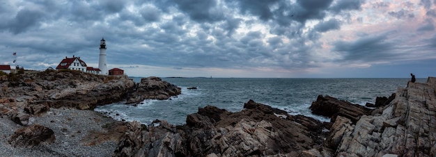 Panoramic view of Portland Head Lighthouse