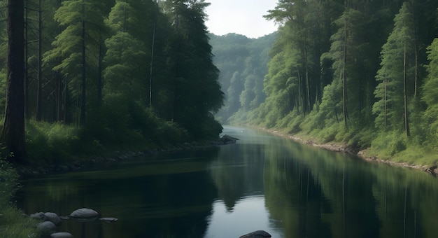 Foto vista panoramica del fiume al mattino