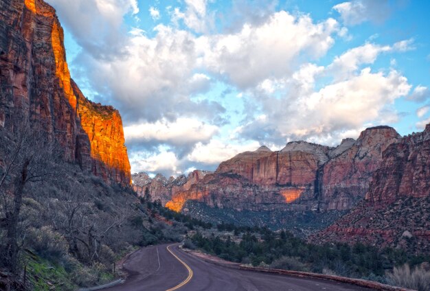 Panoramic view of road amidst mountains against sky