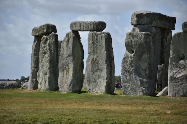 Panoramic view of rocks on field against sky