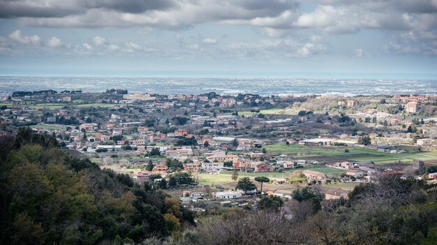 Panoramic view of rome beautiful landscape with italian cities top view