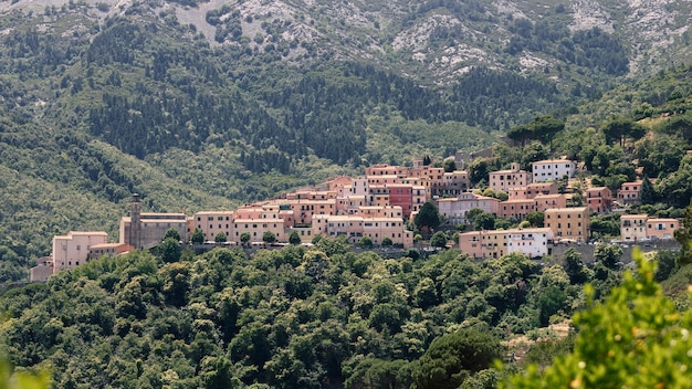 Panoramic view of Sant'ilario in Campo with Church of Sant'Ilario, Livorno, Island of Elba, Italy