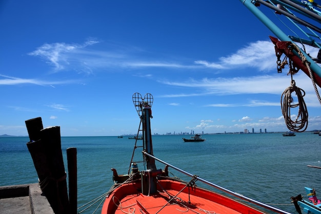 Panoramic view of sea against blue sky