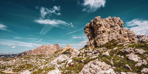 Panoramic view of the sexten dolomites in italy