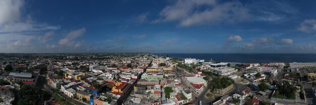 Panoramic view of the skyline of Campeche the capital of the state of Campeche a World Heritage Site in Mexico