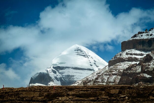 Panoramic view of snowcapped mountain against sky