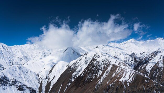 Panoramic view of snowcapped mountains against sky