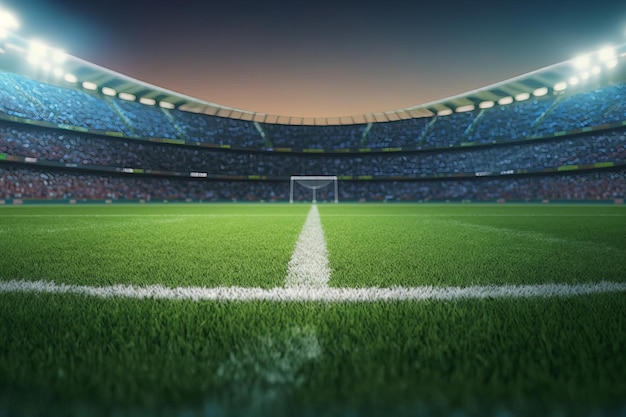Photo panoramic view of soccer field stadium and stadium seats