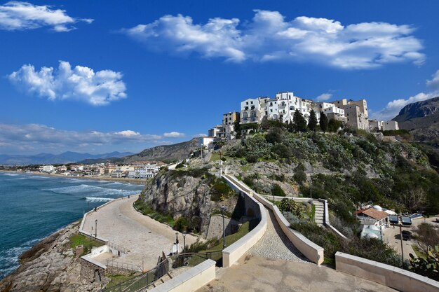 Panoramic view of sperlonga seaside village in the lazio region italy