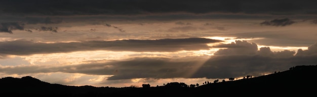 A panoramic view of the sunset sky