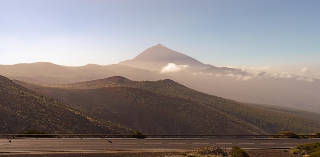 Panoramic view of Teide at sunset