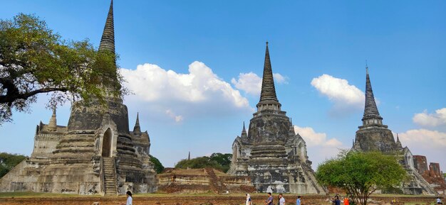 Panoramic view of temple building against sky