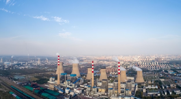 중국 산둥성 더저우시 화력발전소 전경