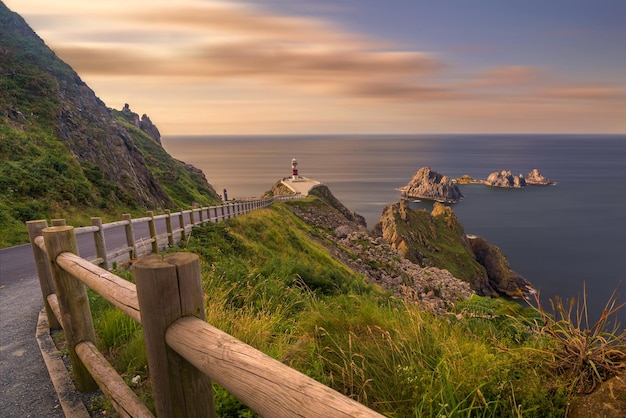 Panoramic view of thr lighthouse of cabo ortegal in galicia spain