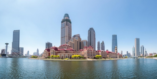 Panoramic view of tianjin jinwan plaza in haihe riverside China