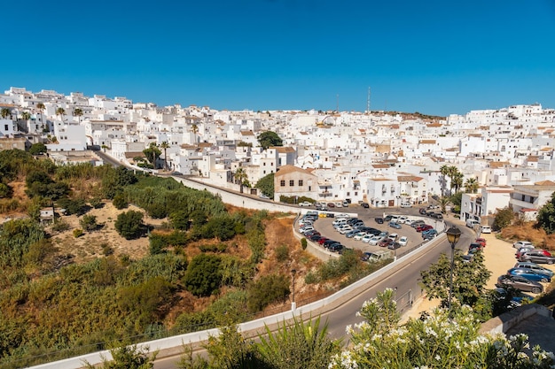 Vista panoramica della città turistica di case bianche di vejer de la frontera cadice andalusia