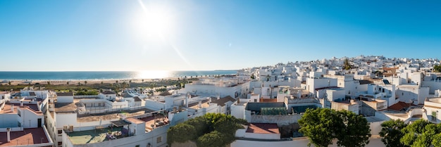 Panoramic view of the town of Conil de la Frontera from the Torre de Guzman Cadiz Andalusia