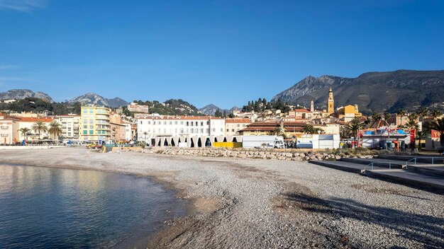 Panoramic view of town of Menton France