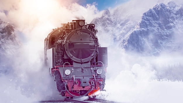 panoramic view of train against sky during winter