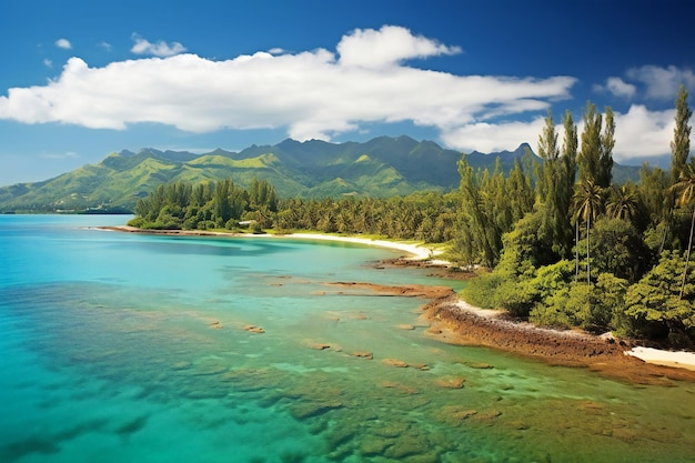 Panoramic view of tropical beach at Seychelles