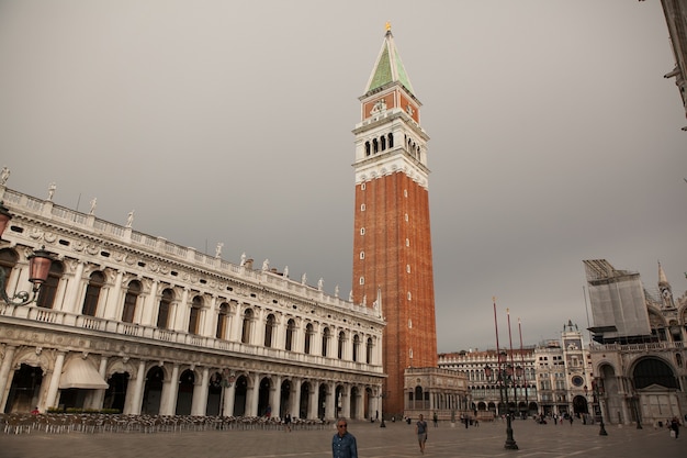 panoramic view on venice and grand canal in italy