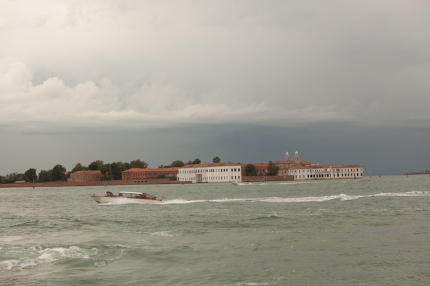 panoramic view on venice and grand canal in italy