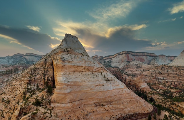 Panoramic view of zion canyon with the zion national park utah usa