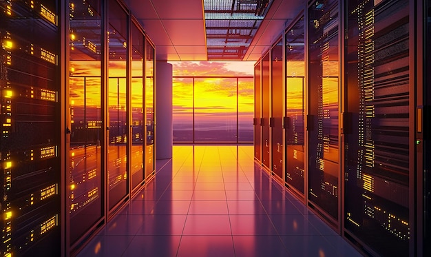 Панорамный вид серверной комнаты