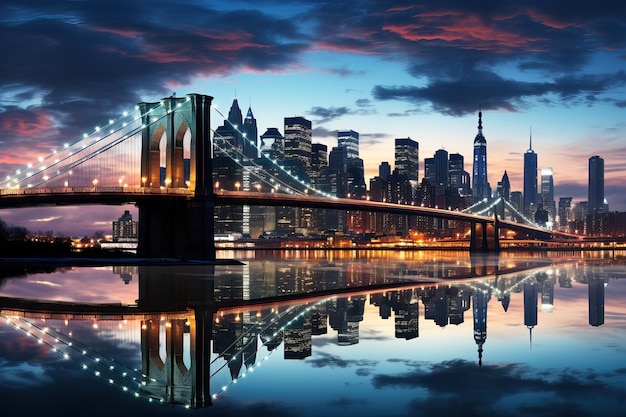 Photo panoramic winter new york city skyline