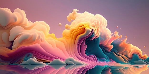 Panoramisch abstract behang met een rustig pastelpalet Enorm abstract pastelkleurig behangpanorama