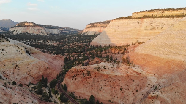 Panoramisch landschap grootformaat zion canyon nationaal park usa