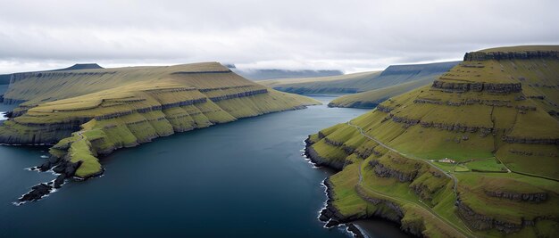 Panoramisch uitzicht in de baai Faeröer Generatieve AI