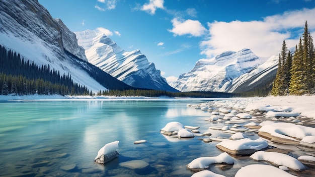 Panoramisch uitzicht op de bergketen van het Banff National Park