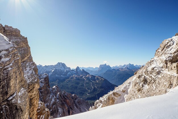 Panoramisch uitzicht op de beroemde toppen van de Dolomieten Dolomiti Alpen Italy