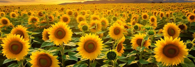 Panoramisch uitzicht op een zonnebloemveld een prachtige achtergrond in de natuur galerie