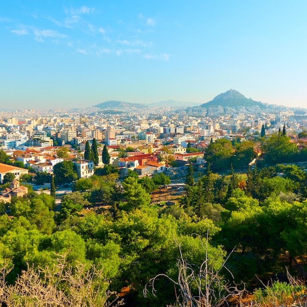 Panoramisch uitzicht op het centrale deel van de stad Athene in Griekenland