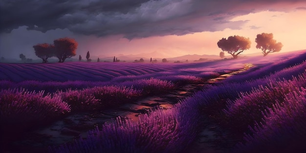 Panoramisch uitzicht op het prachtige lavanda-veld