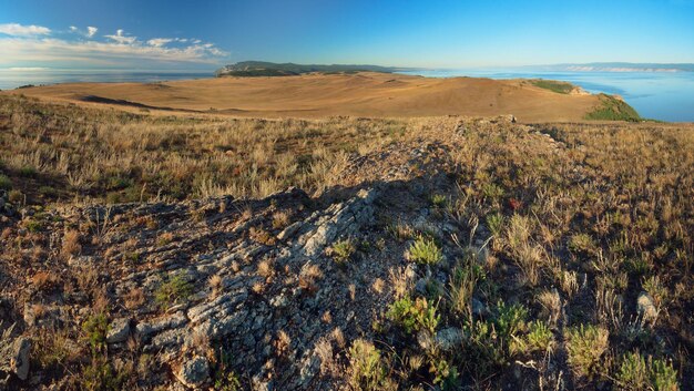 Panoramisch uitzicht op Kaap Khoboy, Olkhon-eiland, Baikal