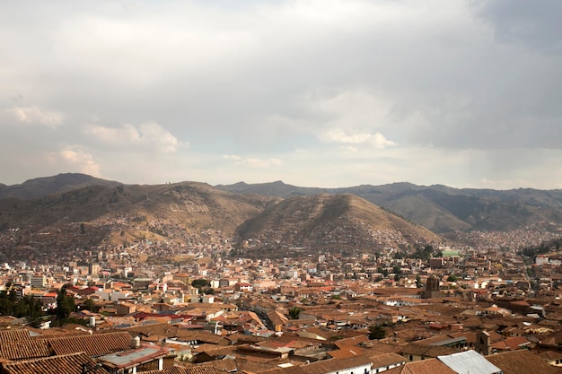 Panoramisch uitzicht over de stad Cusco, de stad van de Andes in Peru