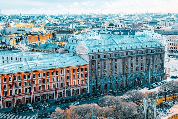 Panoramisch uitzicht vanaf het dak van de Izaäkkathedraal Sint-Petersburg, Rusland